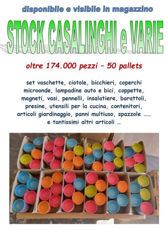 Nuova vendita fallimentare stock casalinghi 174.000pz 